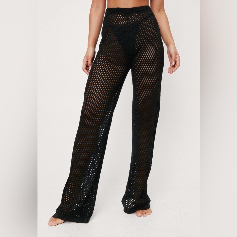 Black Mesh Beach Cover up Pants